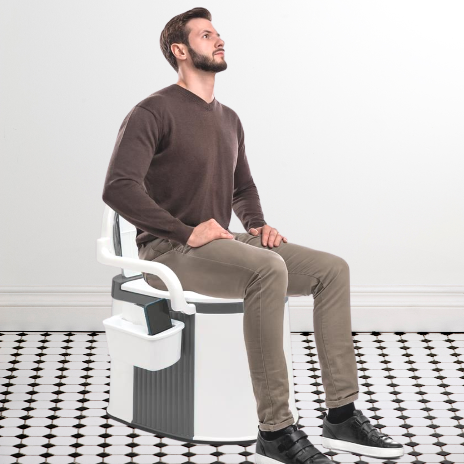Przenośna Toaleta Kempingowa z Poręczami - Wygodna, Ergonomiczna, Łatwa w Czyszczeniu 0