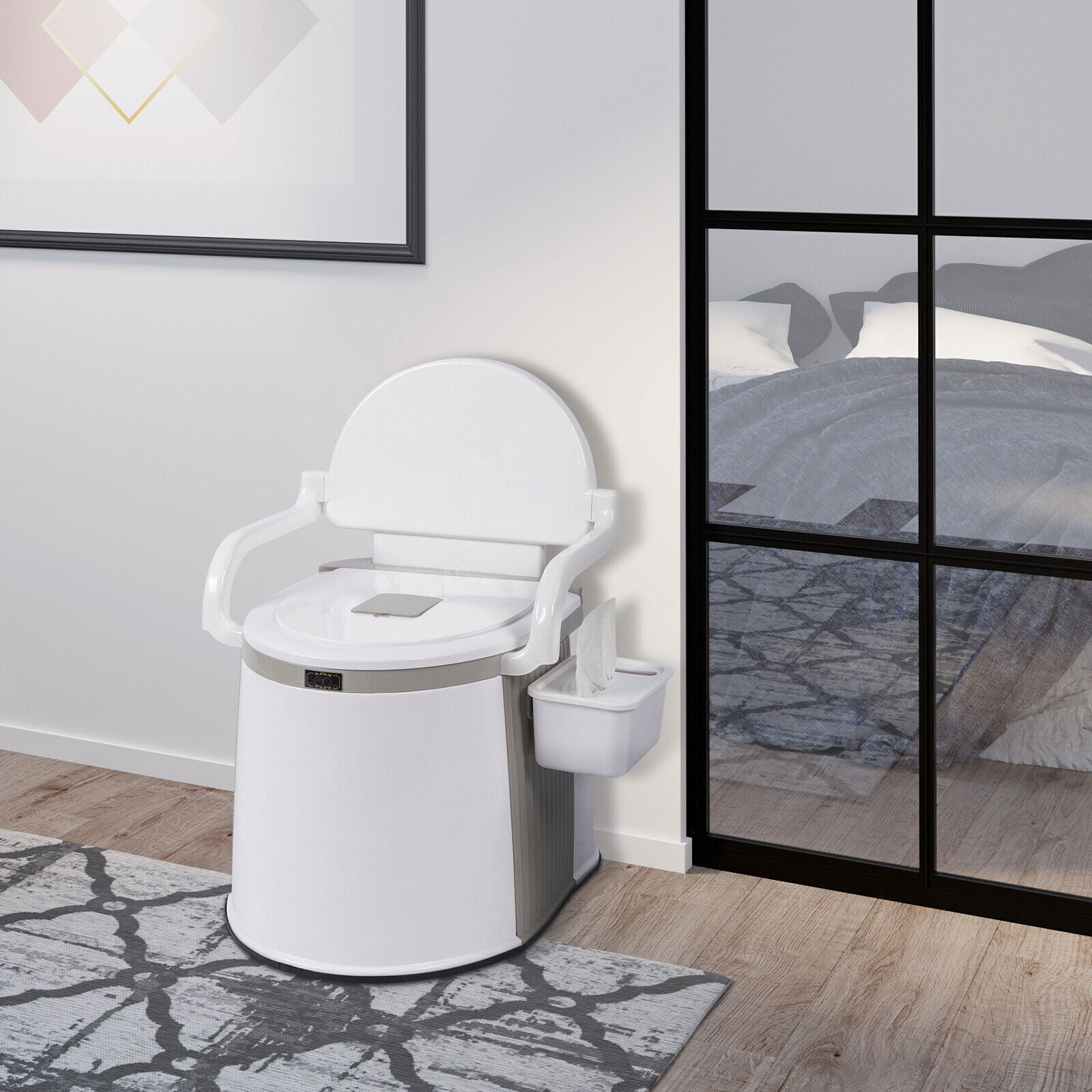 Przenośna Toaleta Kempingowa z Poręczami - Wygodna, Ergonomiczna, Łatwa w Czyszczeniu 2