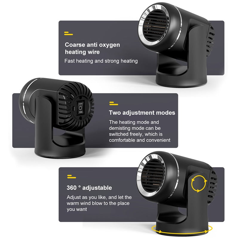Przenośny Grzejnik Samochodowy 12 V z Obrotowym Uchwyt 360° i Zabezpieczeniem 7