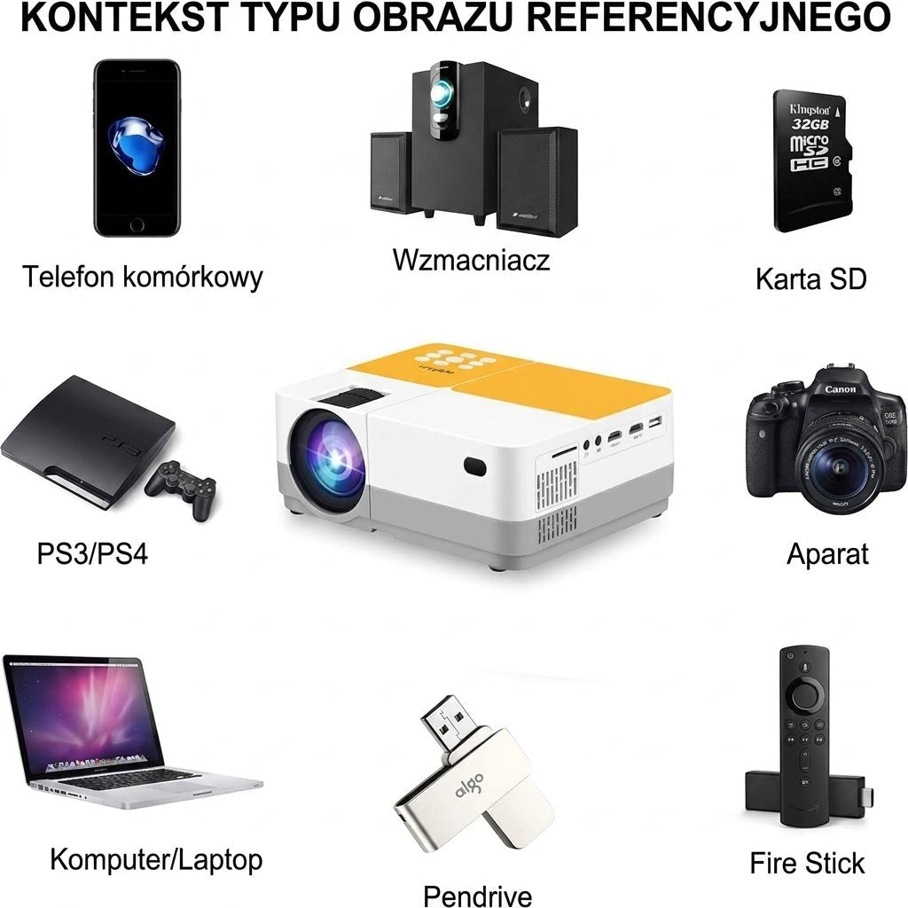Przenośny Projektor HD 720p z USB i Stojakiem – Rzutnik Multimedialny do Domu i Biura 5