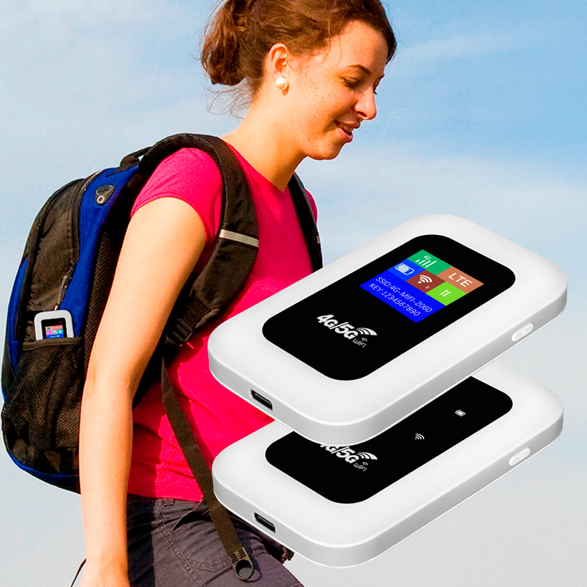 Przenośny Router Wi-Fi 5G - Szybkie Połączenie, Obsługuje 10 Urządzeń, Bateria 2100 mAh 0