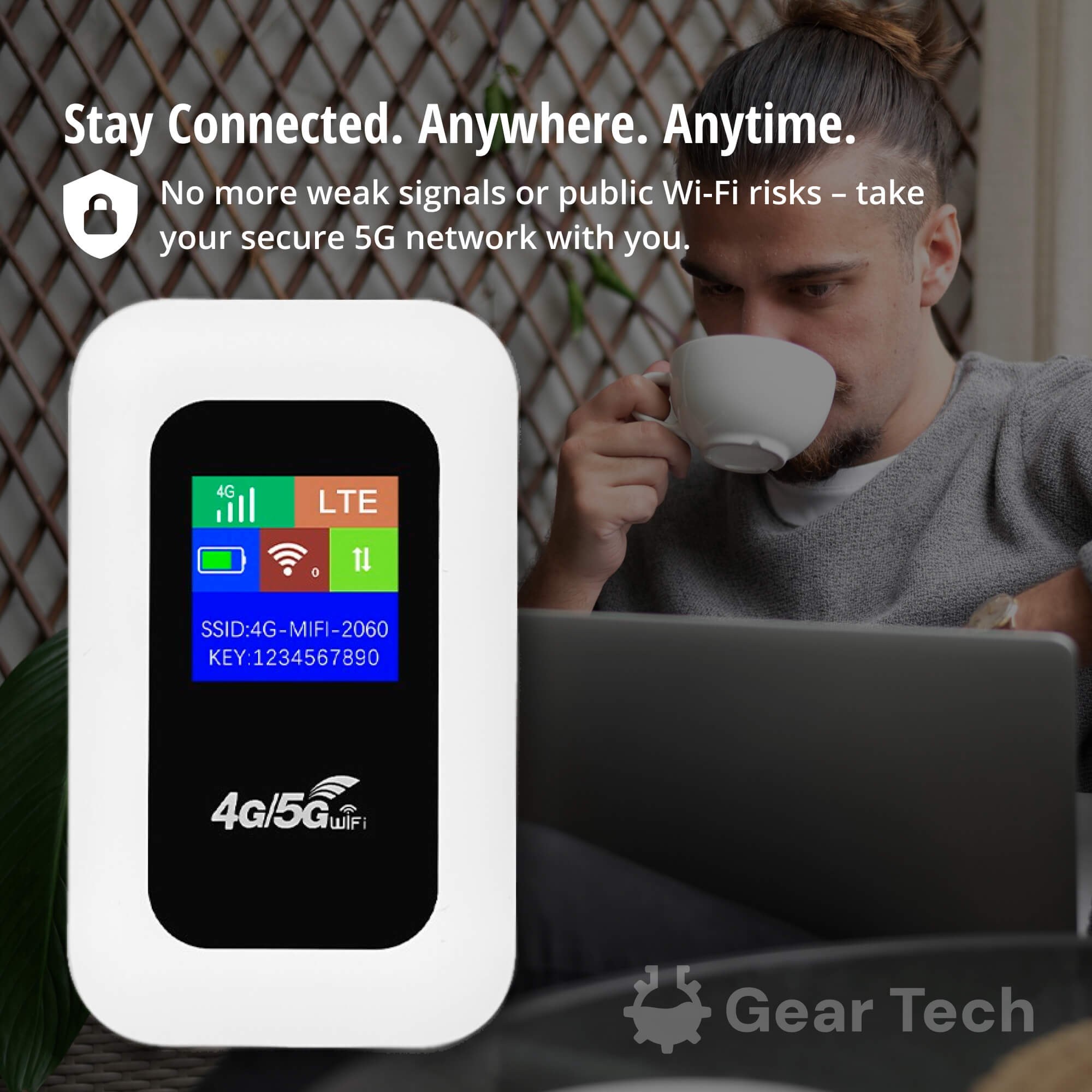 Przenośny Router Wi-Fi 5G - Szybkie Połączenie, Obsługuje 10 Urządzeń, Bateria 2100 mAh 1