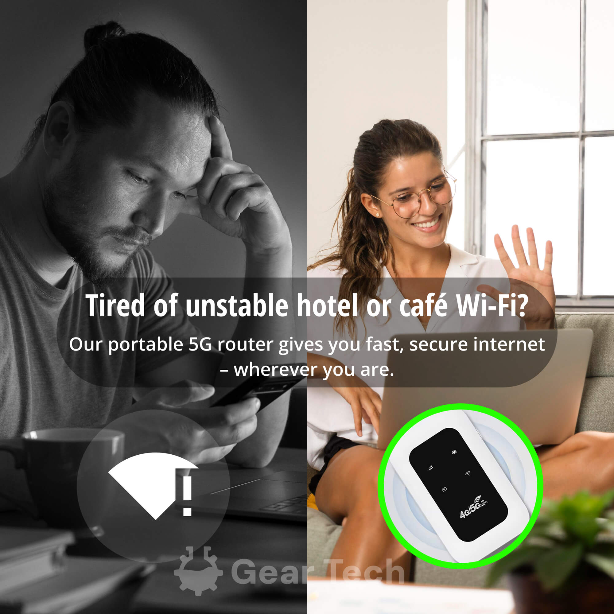 Przenośny Router Wi-Fi 5G - Szybkie Połączenie, Obsługuje 10 Urządzeń, Bateria 2100 mAh 4
