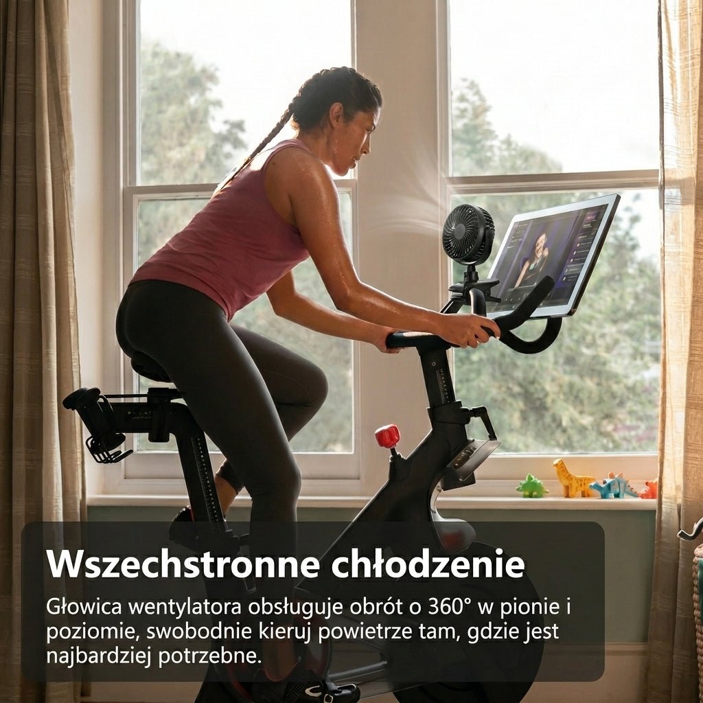Przenośny Wentylator do Wózka z Regulacją 360° – Cichy, Ładowany przez USB 7