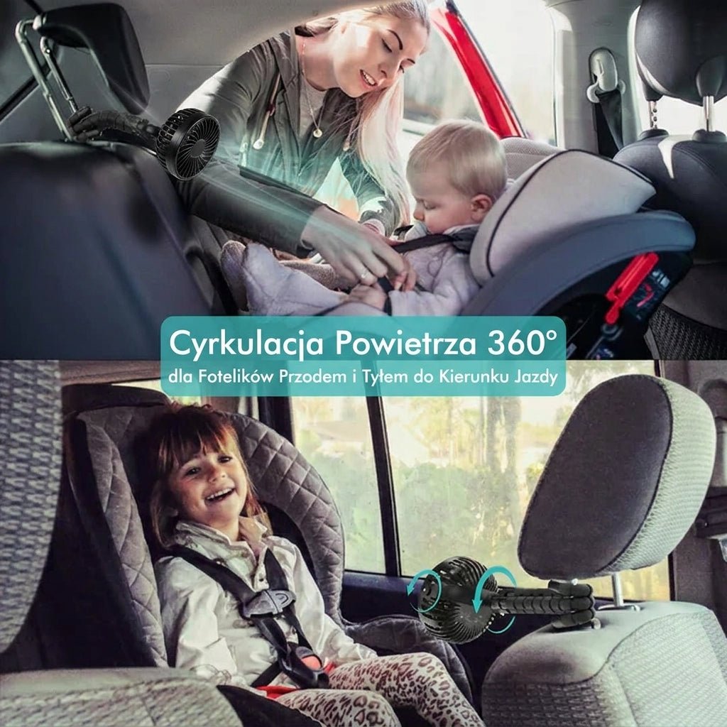 Przenośny Wentylator do Wózka z Regulacją 360° – Cichy, Ładowany przez USB 9