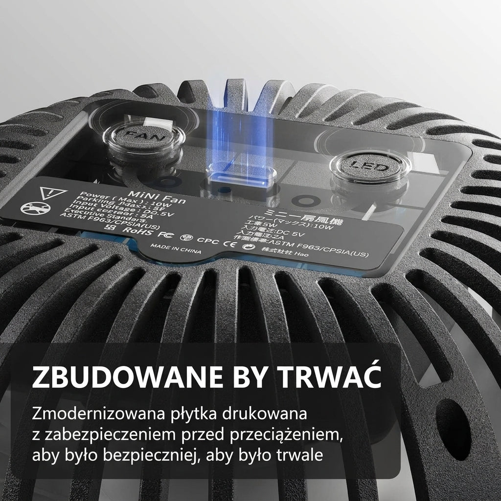 Przenośny Wentylator do Wózka z Regulacją 360° – Cichy, Ładowany przez USB 4
