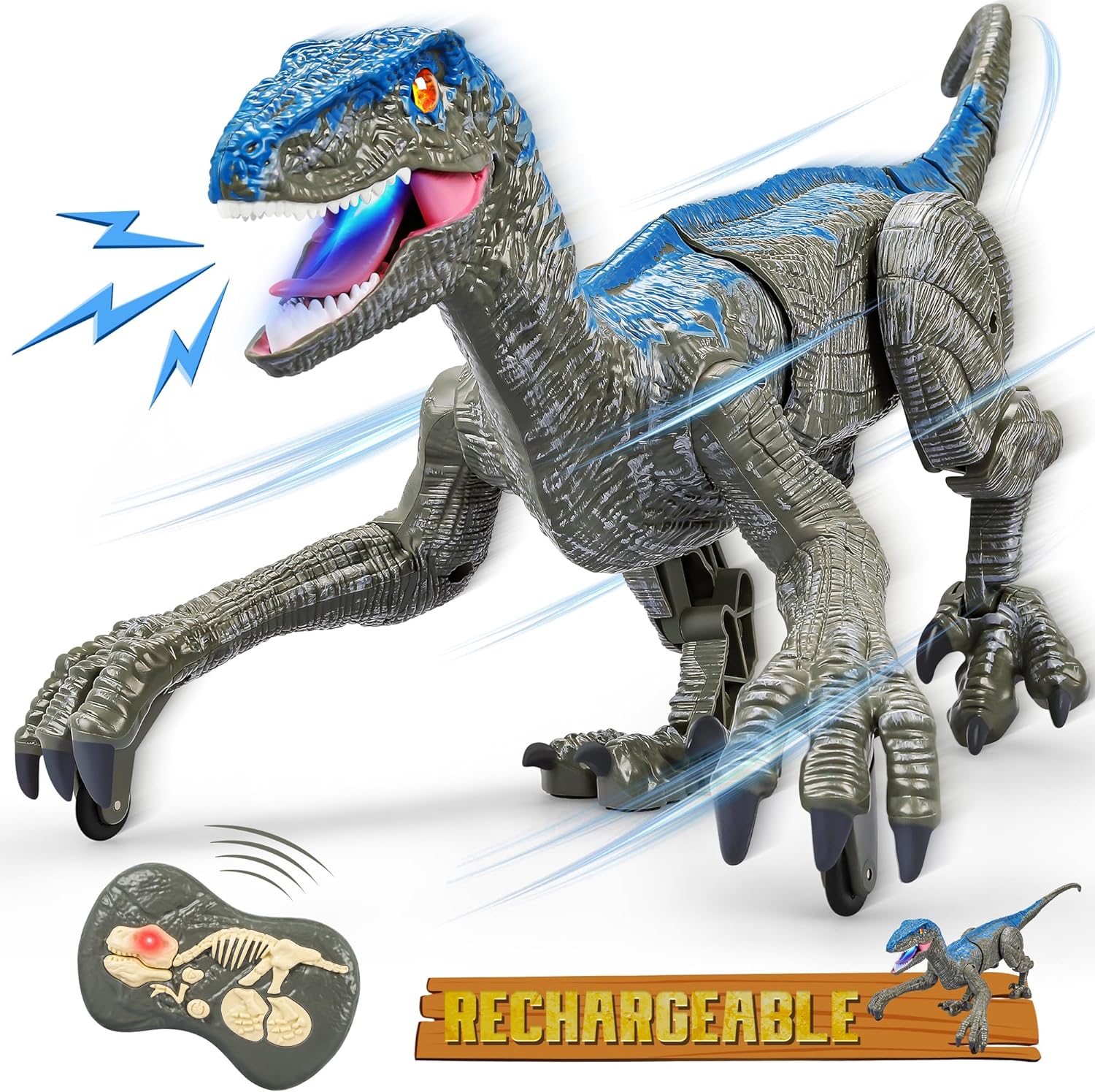 Raptor X - Zdalnie Sterowany Dinozaur Zabawka z Realistycznymi Ruchami dla 3 Latka 1