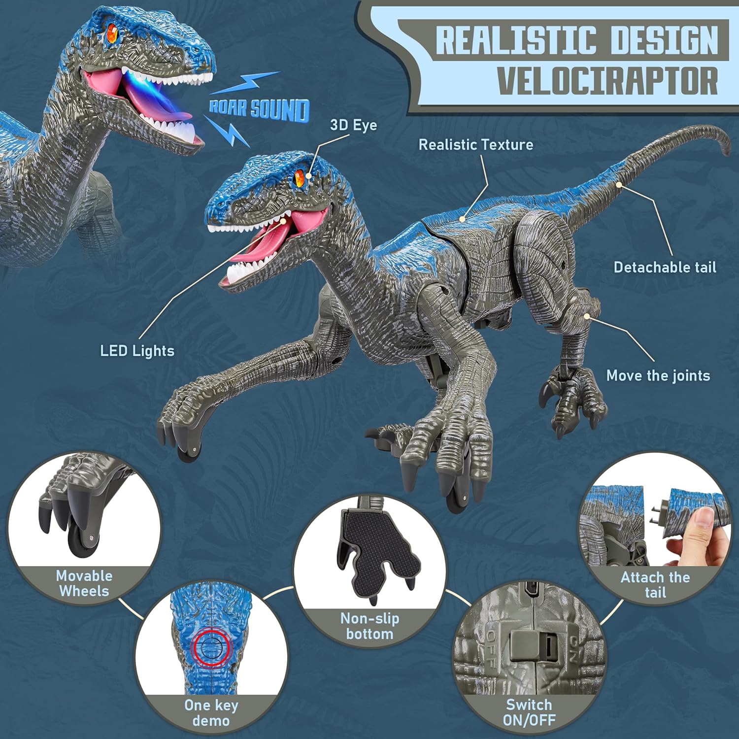 Raptor X - Zdalnie Sterowany Dinozaur Zabawka z Realistycznymi Ruchami dla 3 Latka 2