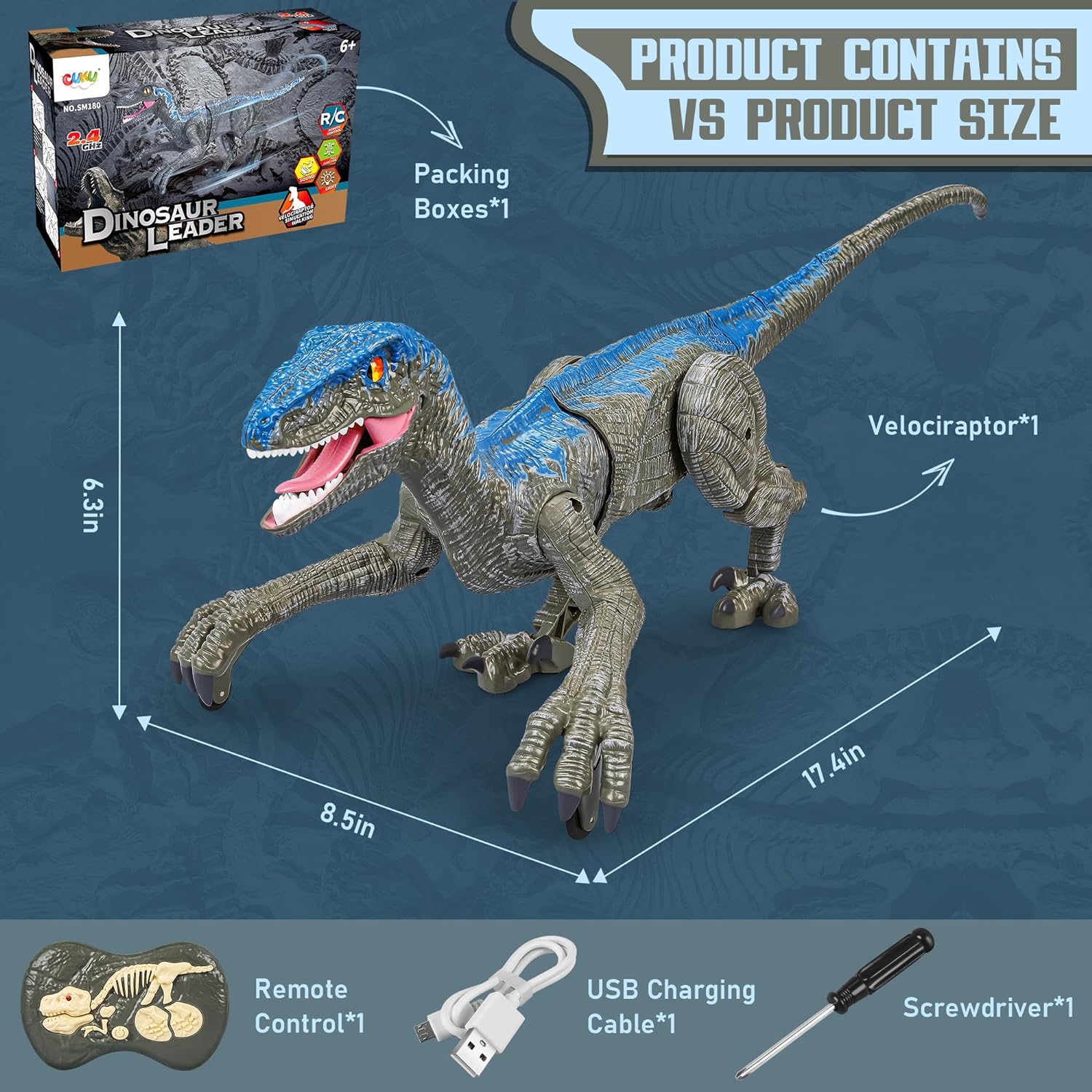 Raptor X - Zdalnie Sterowany Dinozaur Zabawka z Realistycznymi Ruchami dla 3 Latka 5