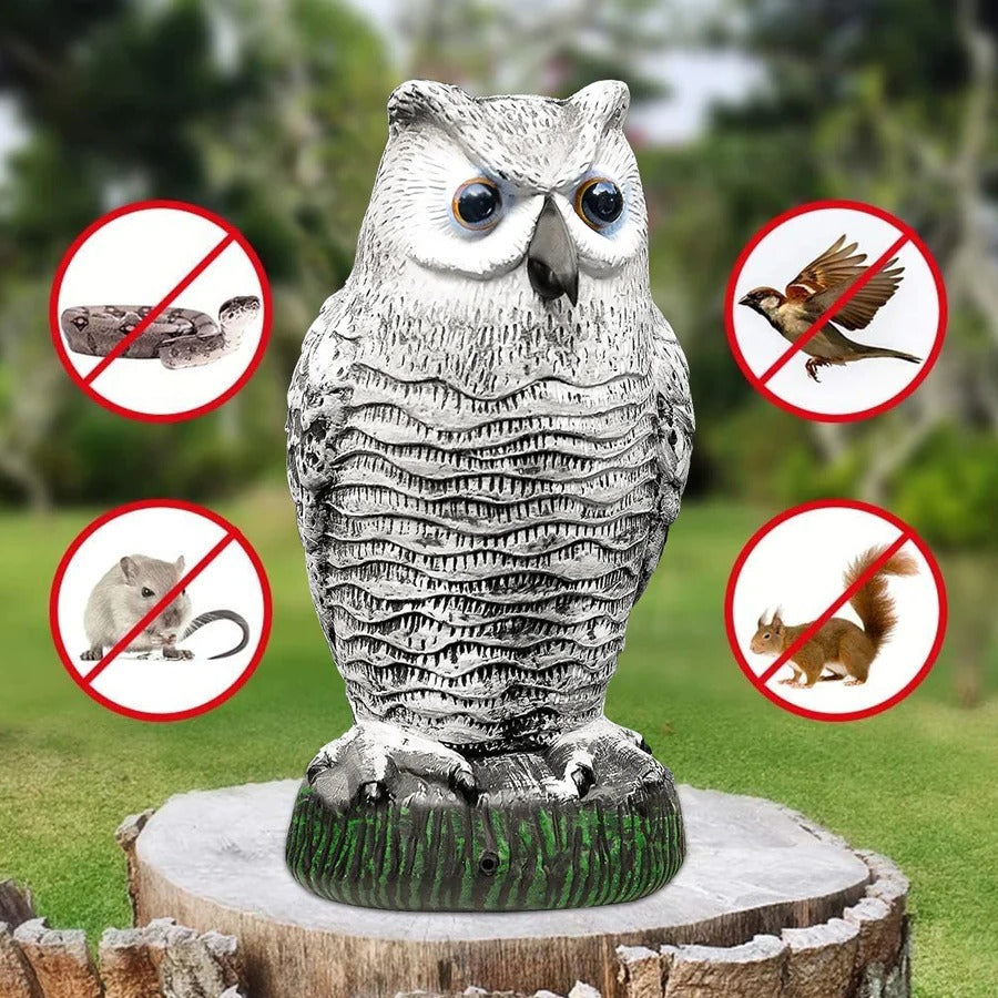 Realistyczny Odstraszacz Ptáków - Wabik Sowy z Dźwiękiem i Migającymi Oczami 0