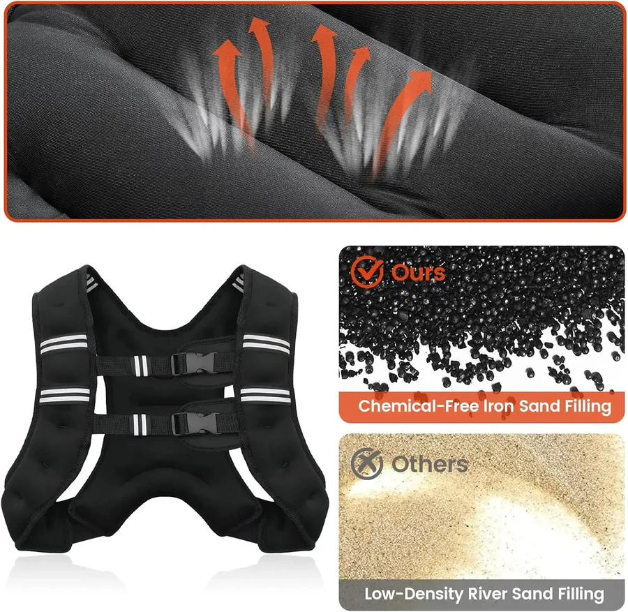 Regulowana Kamizelka Obciążona z Odblaskowymi Paskami - Komfort i Wydajność Treningowa 1