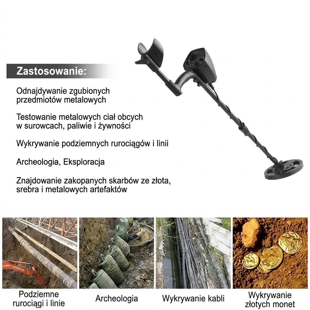 Regulowany Wykrywacz Metali z Wyświetlaczem HD – Do Poszukiwań w Terenie 9