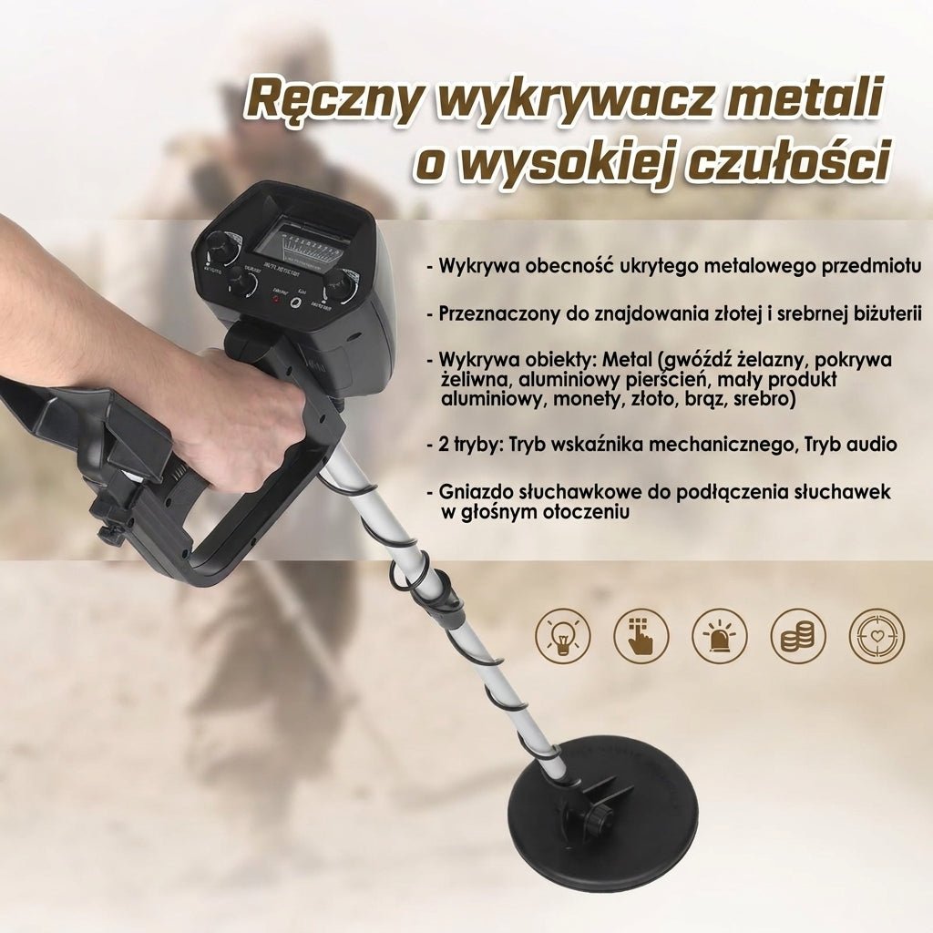 Regulowany Wykrywacz Metali z Wyświetlaczem HD – Do Poszukiwań w Terenie 10