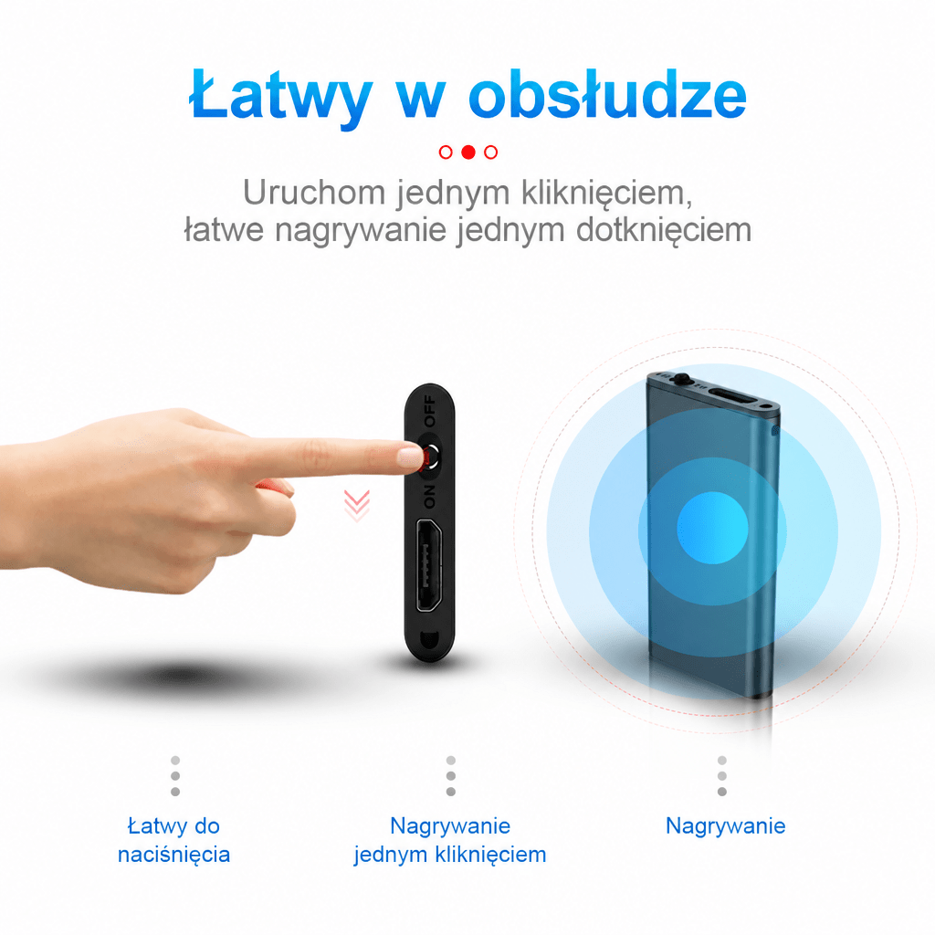 Rejestrator Dźwięku Aktywowany Głosem 8 GB – Mini, z Redukcją Szumów i Długim Czasem Nagrywania