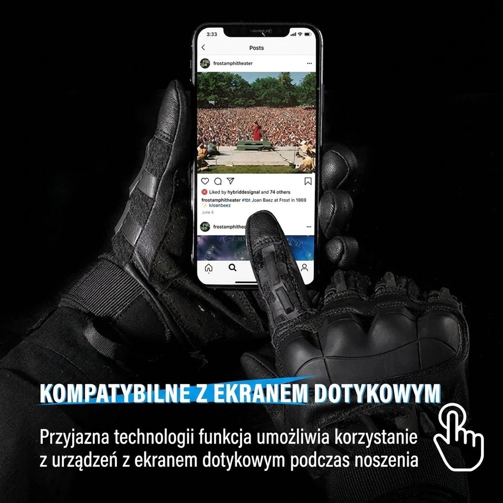Rękawice taktyczne z obsługą ekranów dotykowych – antypoślizgowe, z regulacją na nadgarstku 11