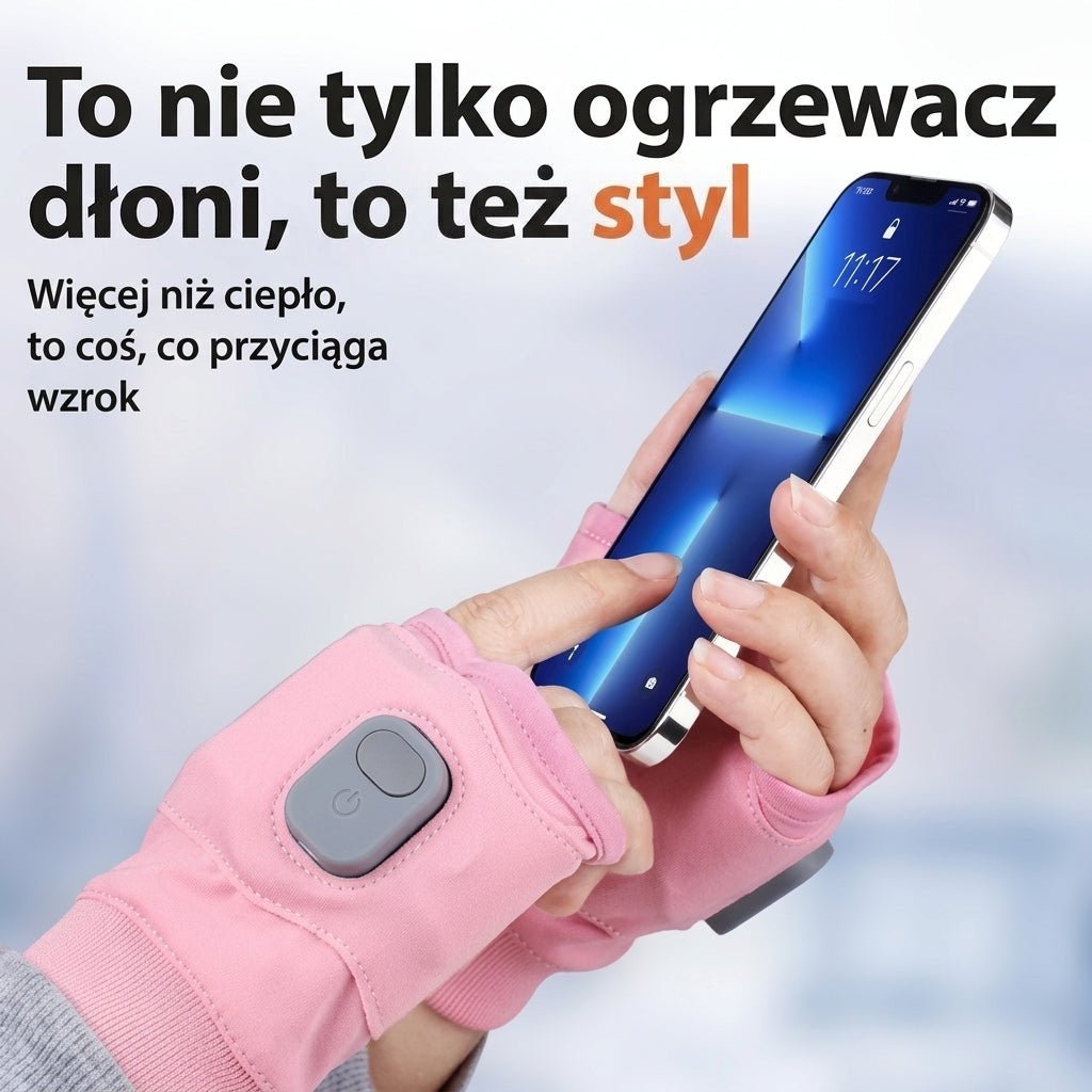 Rękawiczki Zimowe Podgrzewane Bez Palców z Regulacją Temperatury i Ładowaniem USB 3