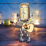 Robot Mikrofonowy z Lampą Gitarową – Metalowa Dekoracja Wnętrza w Stylu Retro 6