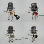 Robot Mikrofonowy z Lampą Gitarową – Metalowa Dekoracja Wnętrza w Stylu Retro 7