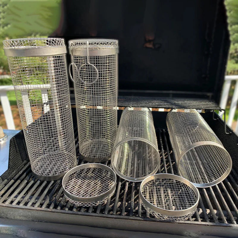 Rolowany Kosz Grillowy Ze Stali Nierdzewnej - Obrotowa Konstrukcja 360° Do Równomiernego Grillowania 1