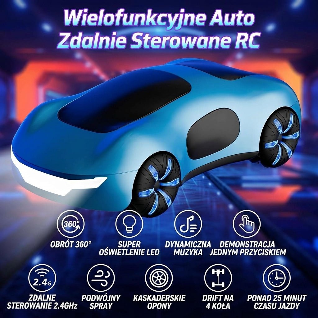Samochód Zdalnie Sterowany z Driftowaniem 360° i Efektami Wodnymi – Sterowanie Gestami i Pilotem 12