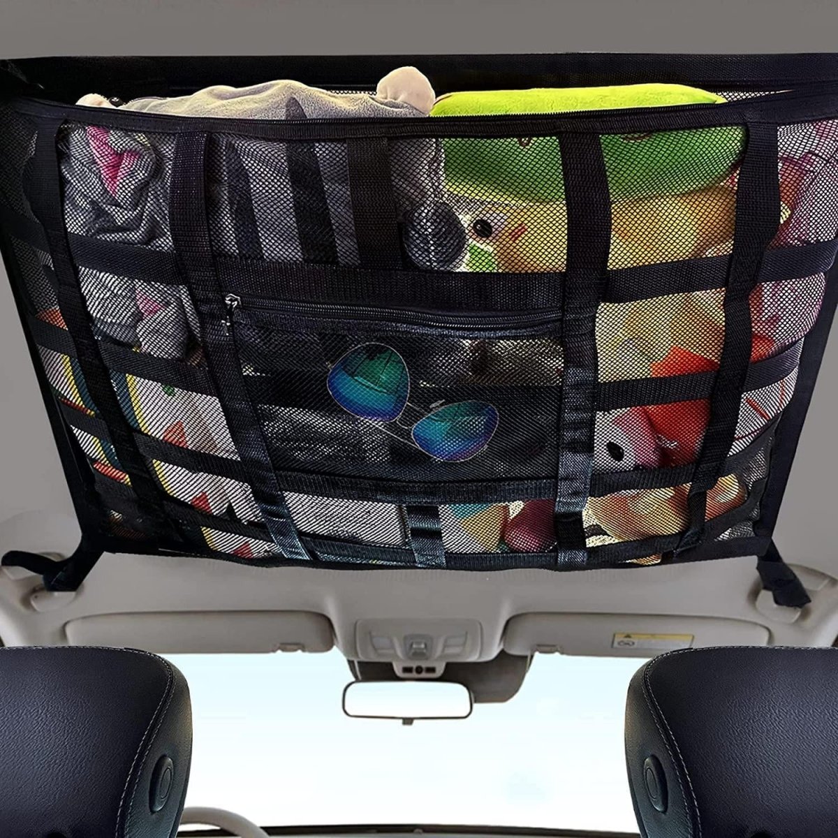 Siatka Bagażowa Sufitowa do Samochodu 78x75 cm – Dwuwarstwowa z Zamkiem i Klamrami 4