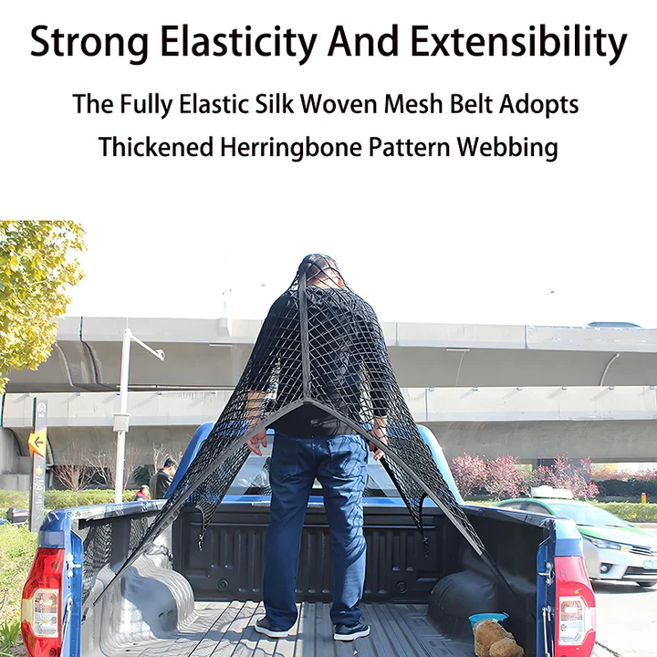 Siatka Ładunkowa do Ciężarówki - Wytrzymałe Zabezpieczenie z Linkami Bungee i Haczykami 1