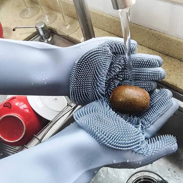Silikonowe Rękawice Do Mycia Naczyń Z Wbudowanymi Szczotkami – Wielokrotnego Użytku, Odporne Na Pleśń 6