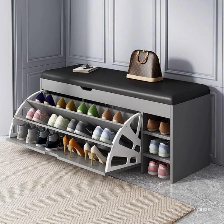 Składana Szafka na Buty z Siedziskiem - 3 Poziomy, Stylowy Design 100x51x30 cm