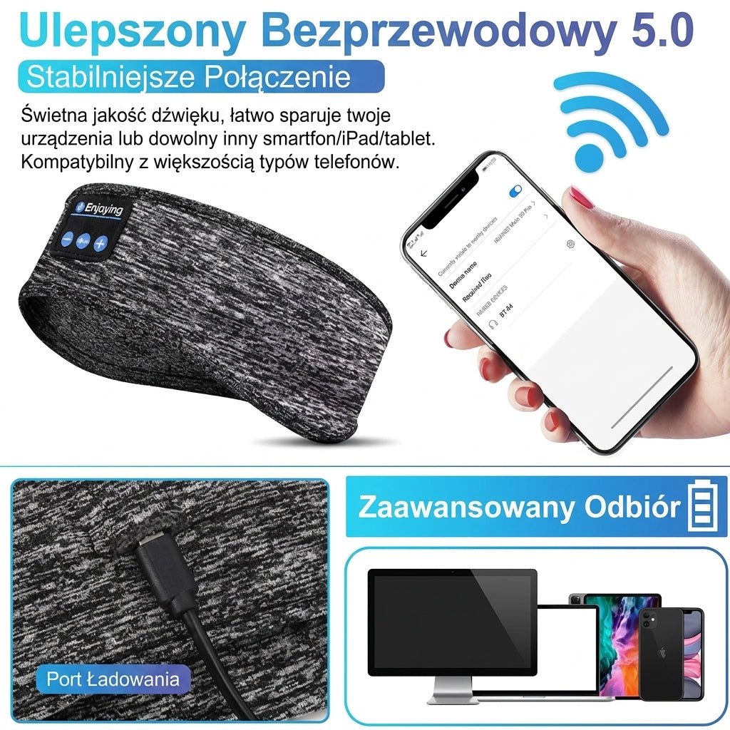 Słuchawki Bezprzewodowe Do Spania z Opaską Sportową – Kompaktowe Głośniki Bluetooth z Redukcją Hałasu 7