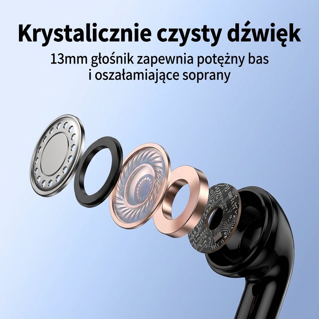 Słuchawki Bezprzewodowe Douszne z Etui Ładującym – IPX5, Redukcja Szumów, 60 Godzin Odtwarzania 5