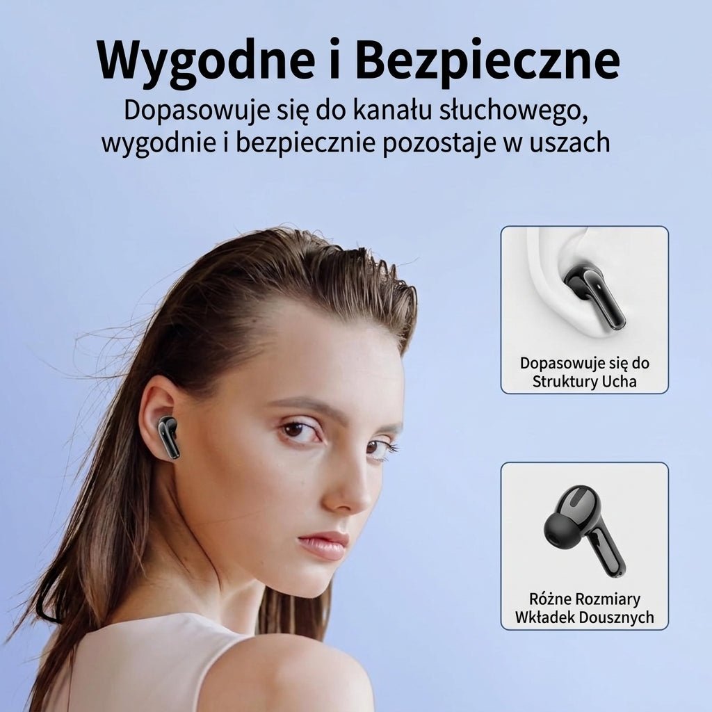 Słuchawki Bezprzewodowe Douszne z Etui Ładującym – IPX5, Redukcja Szumów, 60 Godzin Odtwarzania 10