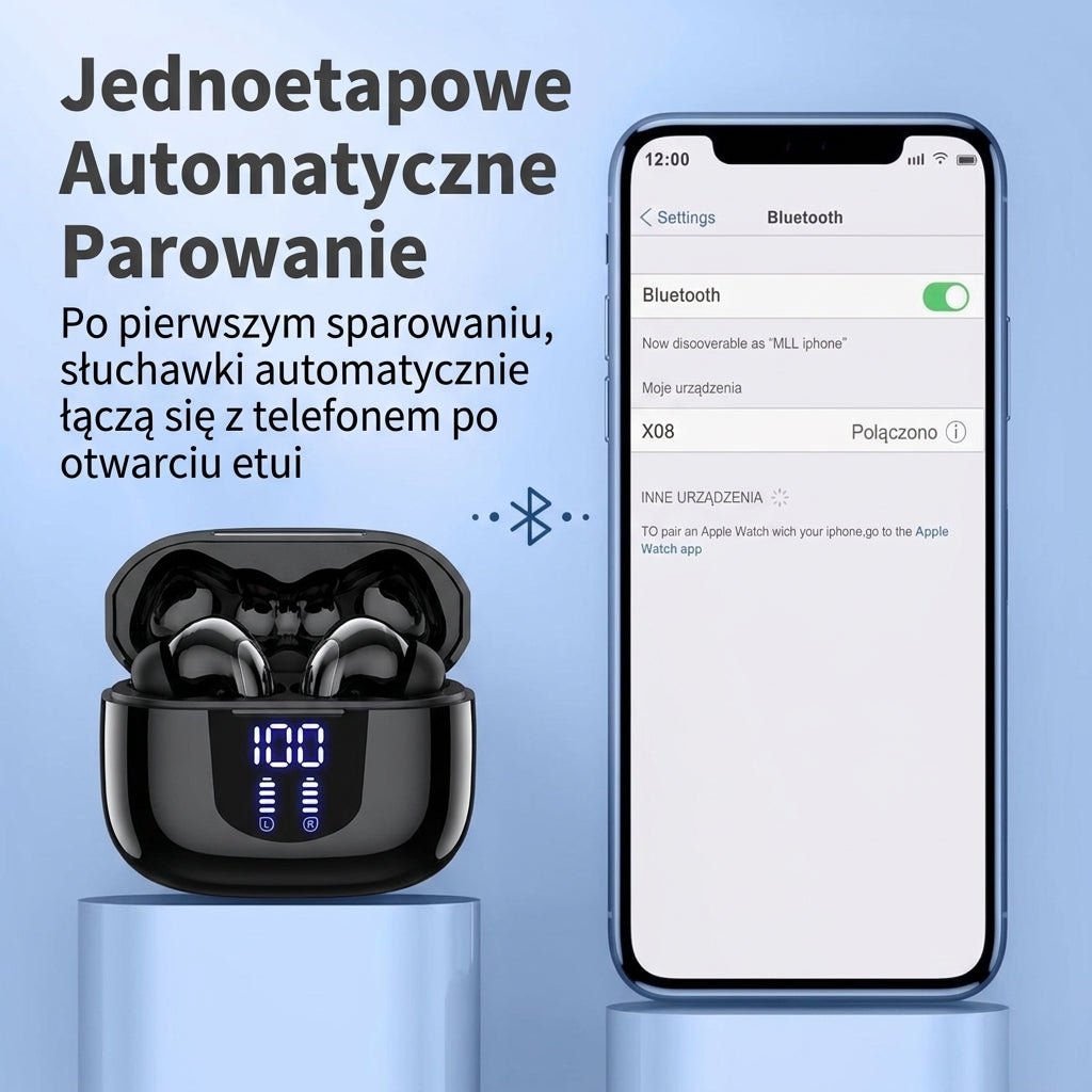 Słuchawki Bezprzewodowe Douszne z Etui Ładującym – IPX5, Redukcja Szumów, 60 Godzin Odtwarzania 11