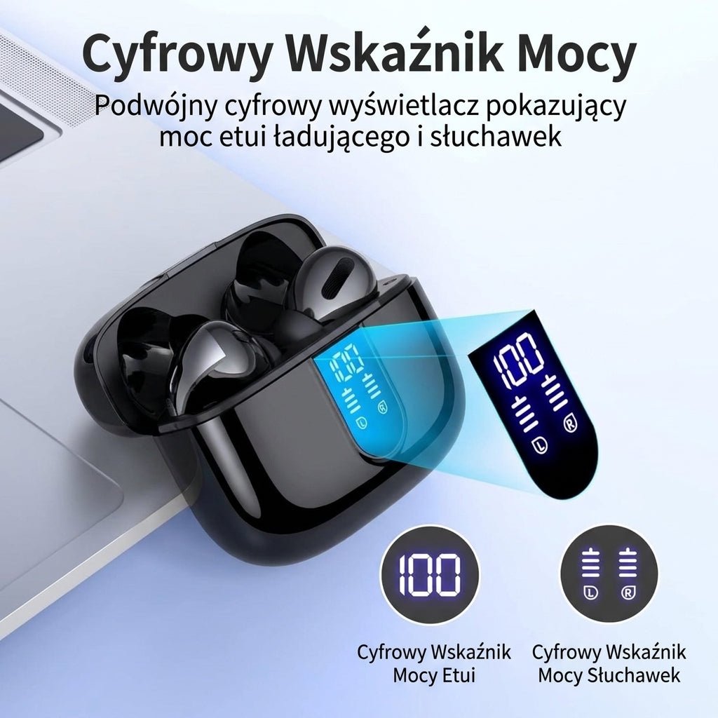 Słuchawki Bezprzewodowe Douszne z Etui Ładującym – IPX5, Redukcja Szumów, 60 Godzin Odtwarzania 4
