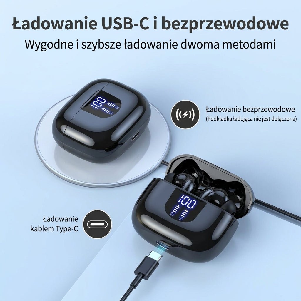 Słuchawki Bezprzewodowe Douszne z Etui Ładującym – IPX5, Redukcja Szumów, 60 Godzin Odtwarzania 9
