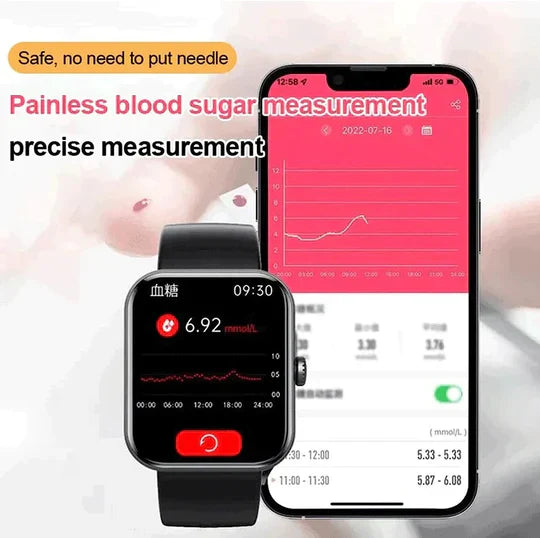 Smartwatch do Monitorowania Poziomu Glukozy z GPS i Analizą Snu, IP67 1