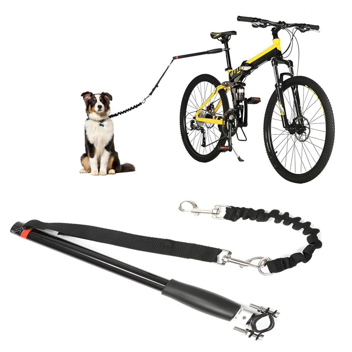 Smycz Dla Psa Do Holowania Na Rowerze – Elastyczny Pręt 40 cm z Aluminiowym Mocowaniem 0