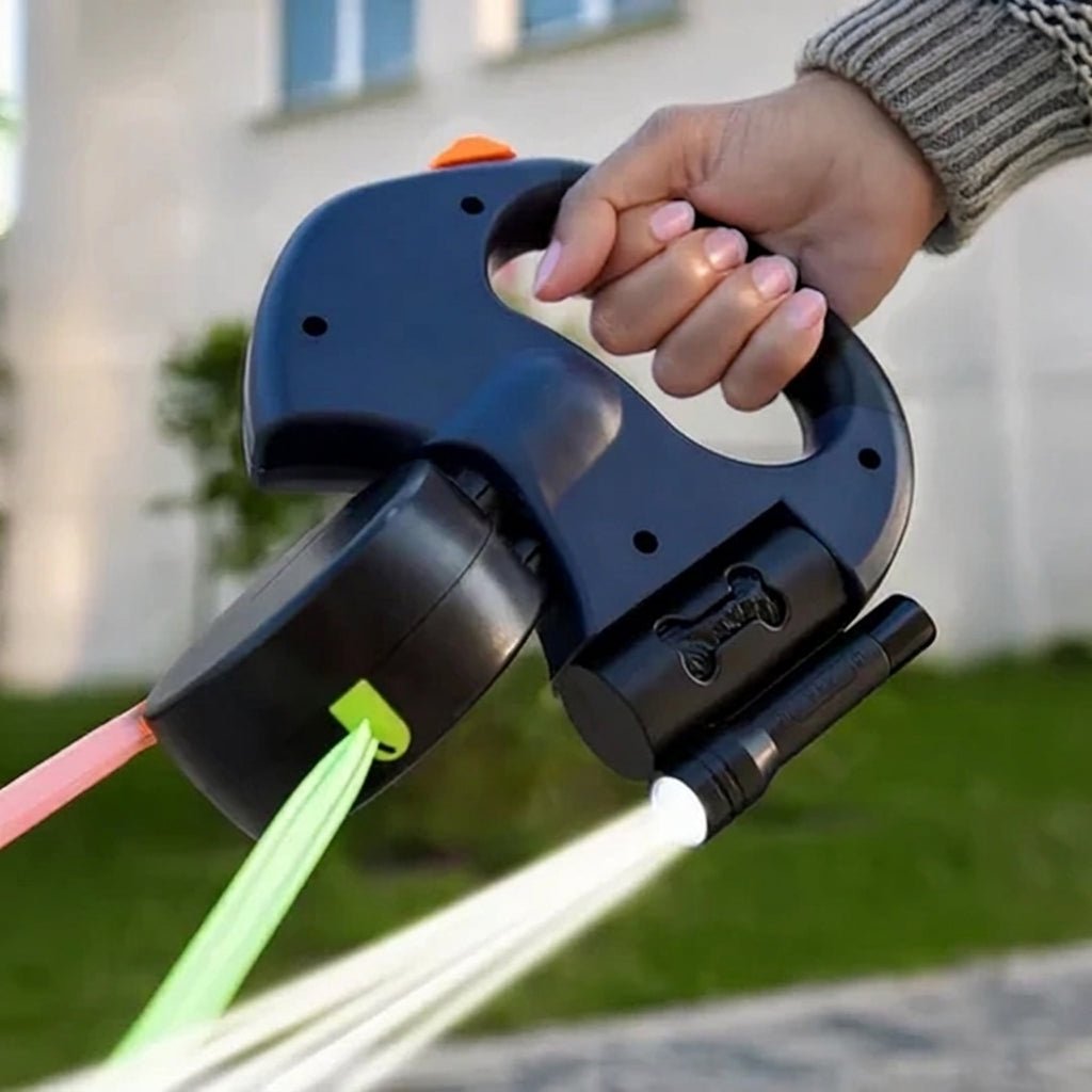 Smycz dla Psa Podwójna z Latarką – 3m, Odblaskowa, Ergonomiczny Uchwyt 1