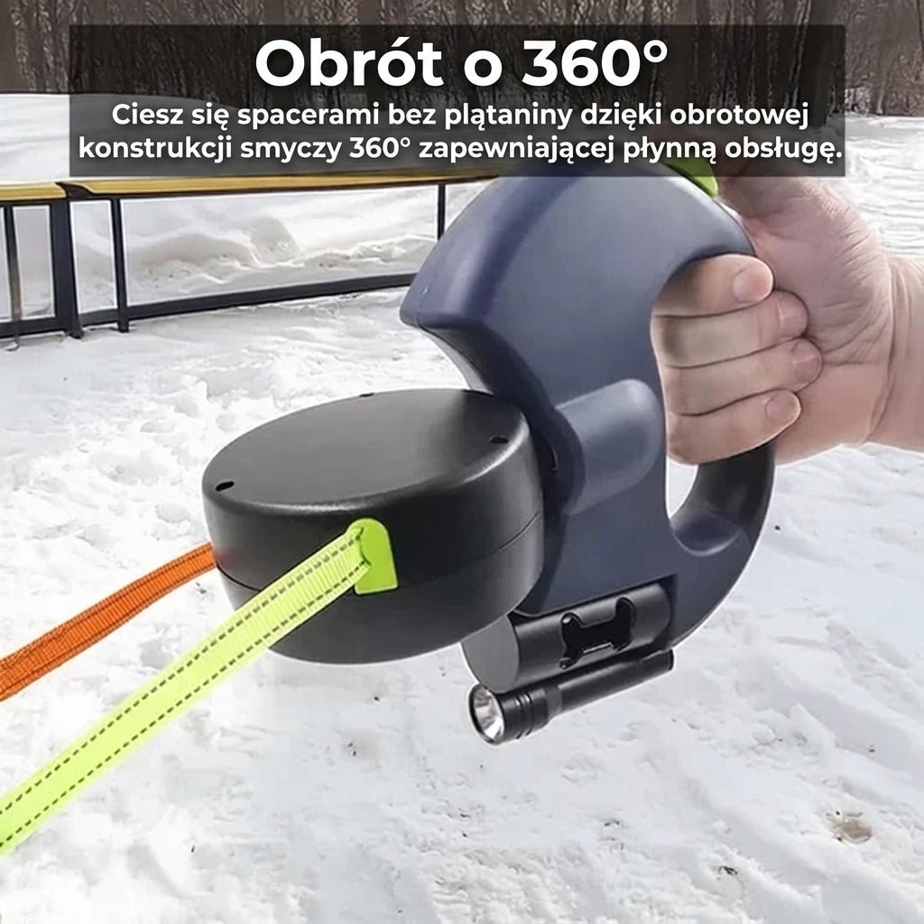 Smycz dla Psa Podwójna z Latarką – 3m, Odblaskowa, Ergonomiczny Uchwyt 
