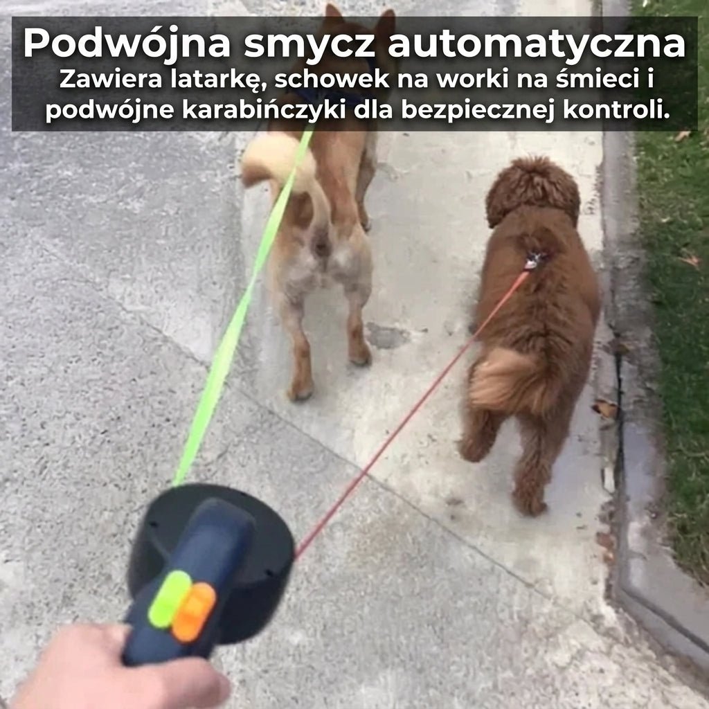 Smycz dla Psa Podwójna z Latarką – 3m, Odblaskowa, Ergonomiczny Uchwyt 6
