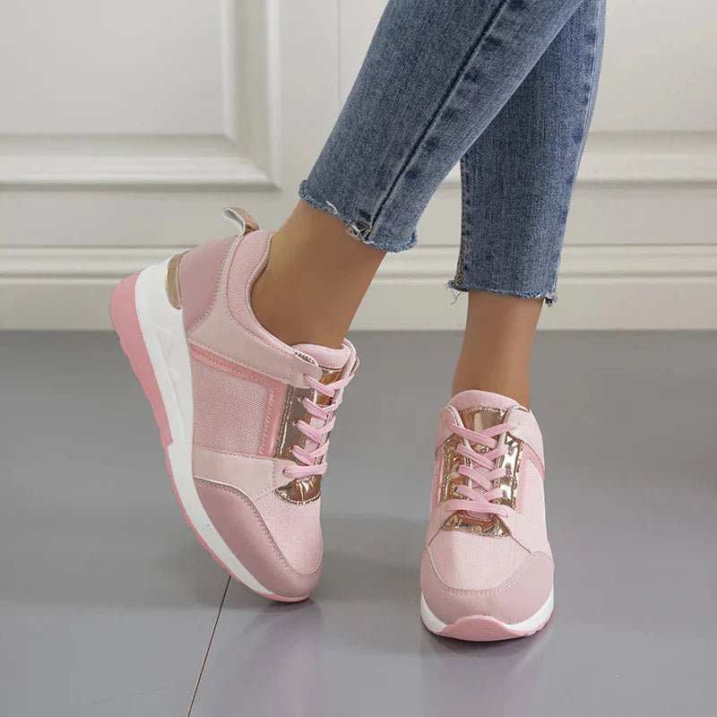 Sneakersy Damskie Ortopedyczne na Koturnie – Perforowana Cholewka i Amortyzująca Podeszwa 3