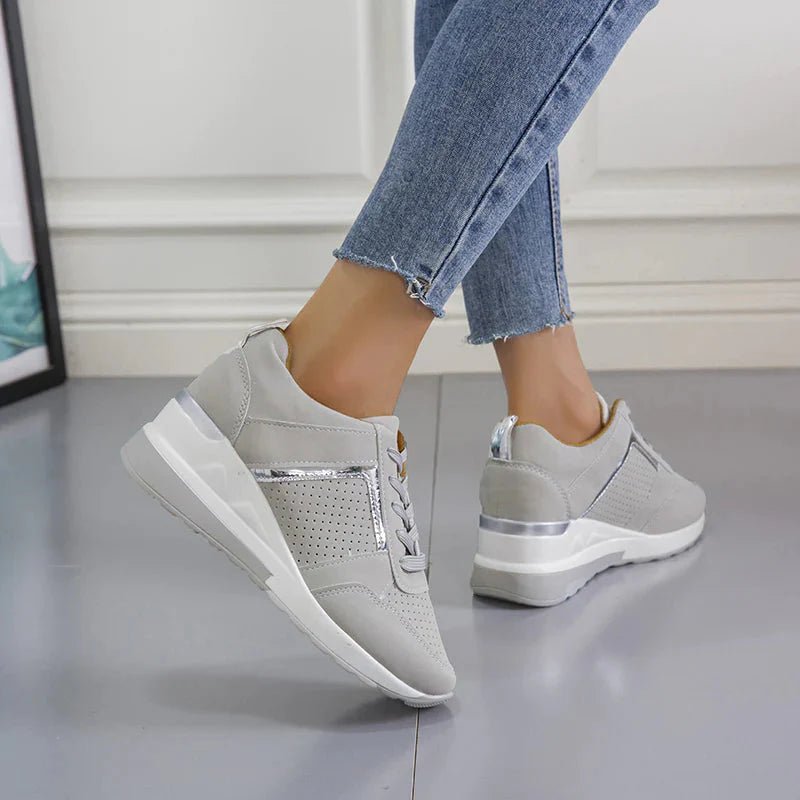 Sneakersy Damskie Ortopedyczne na Koturnie – Perforowana Cholewka i Amortyzująca Podeszwa 6