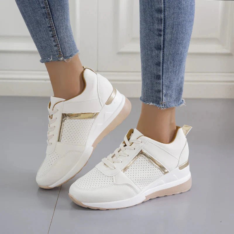Sneakersy Damskie Ortopedyczne na Koturnie – Perforowana Cholewka i Amortyzująca Podeszwa 7
