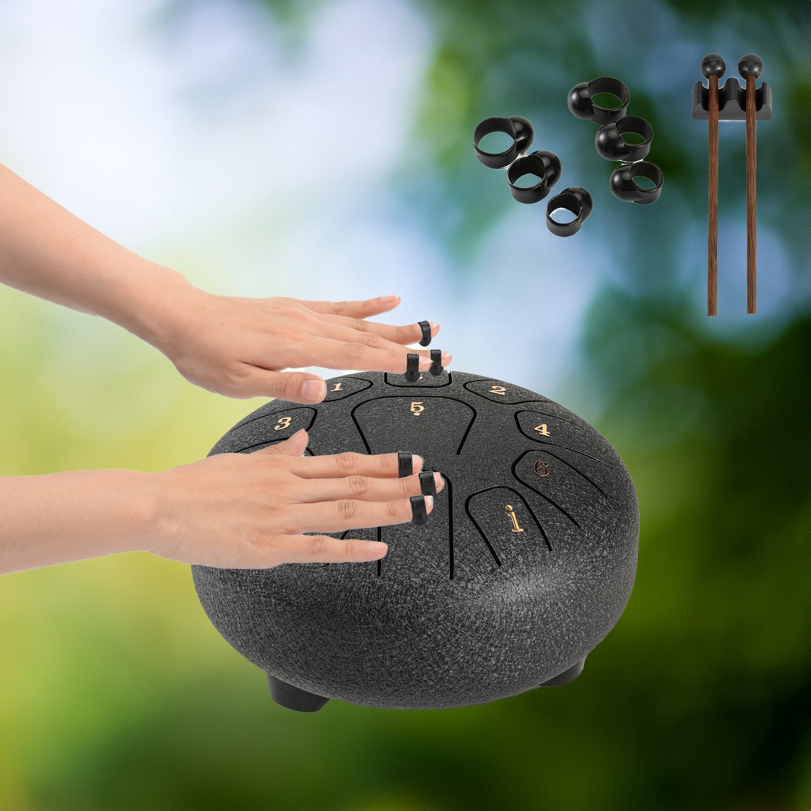 Stalowy Bęben Językowy 6 Calowy z 11 Nutami – Idealny do Medytacji i Jogi 2