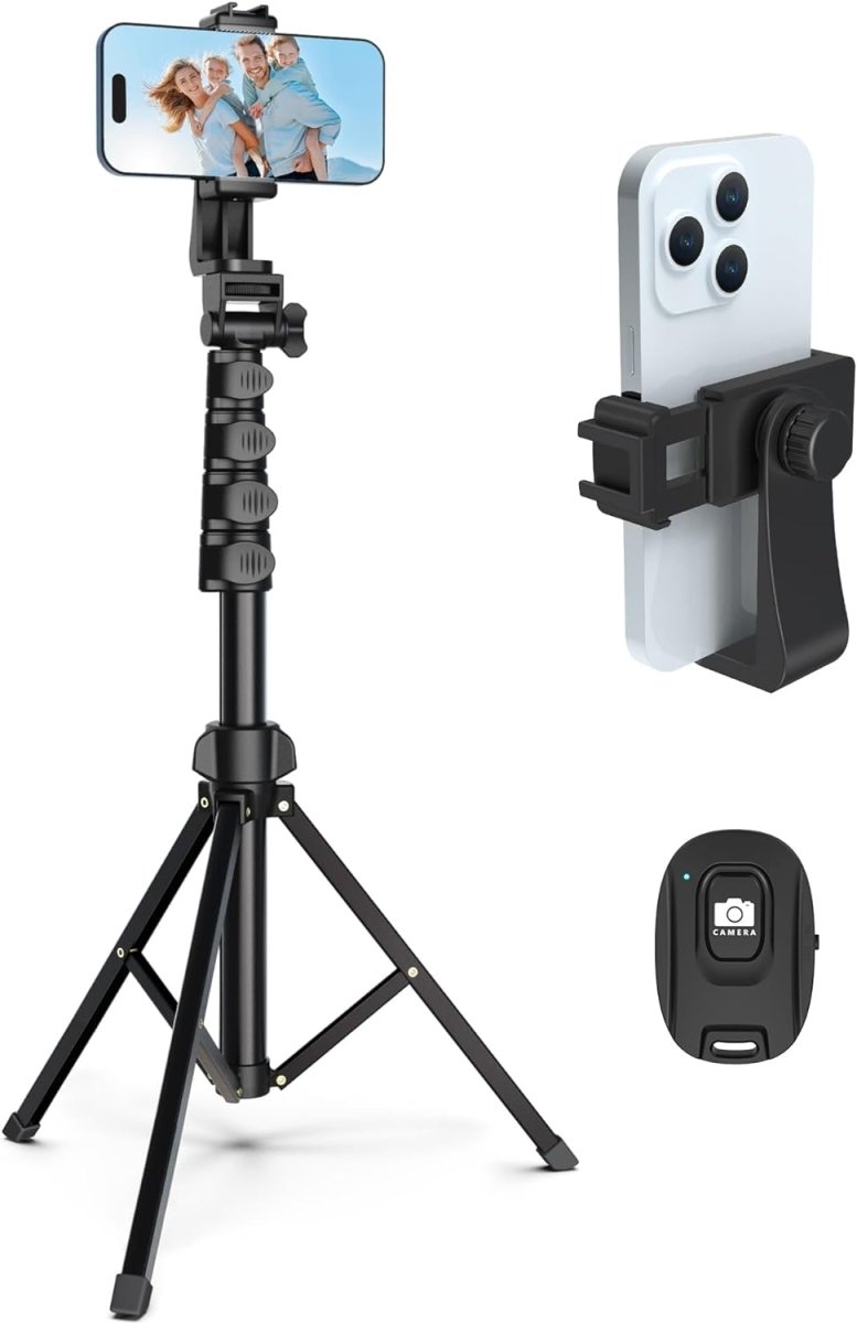 Statyw do telefonu z regulacją wysokości 43-163 cm – Pilot Bluetooth do nagrywania i zdjęć 0