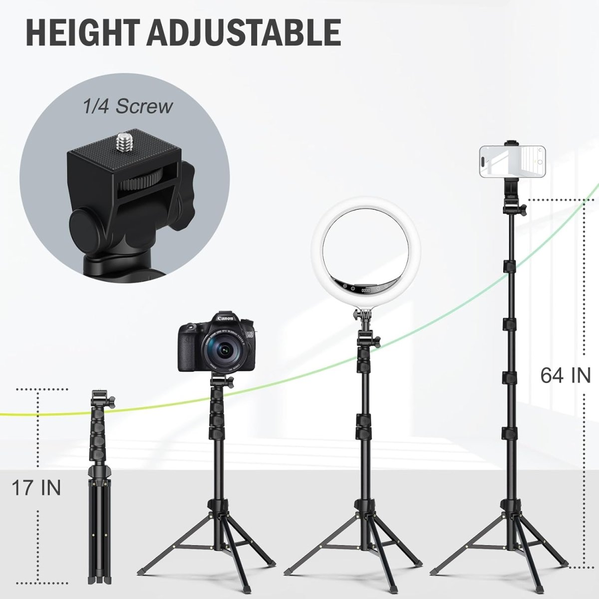 Statyw do telefonu z regulacją wysokości 43-163 cm – Pilot Bluetooth do nagrywania i zdjęć 3