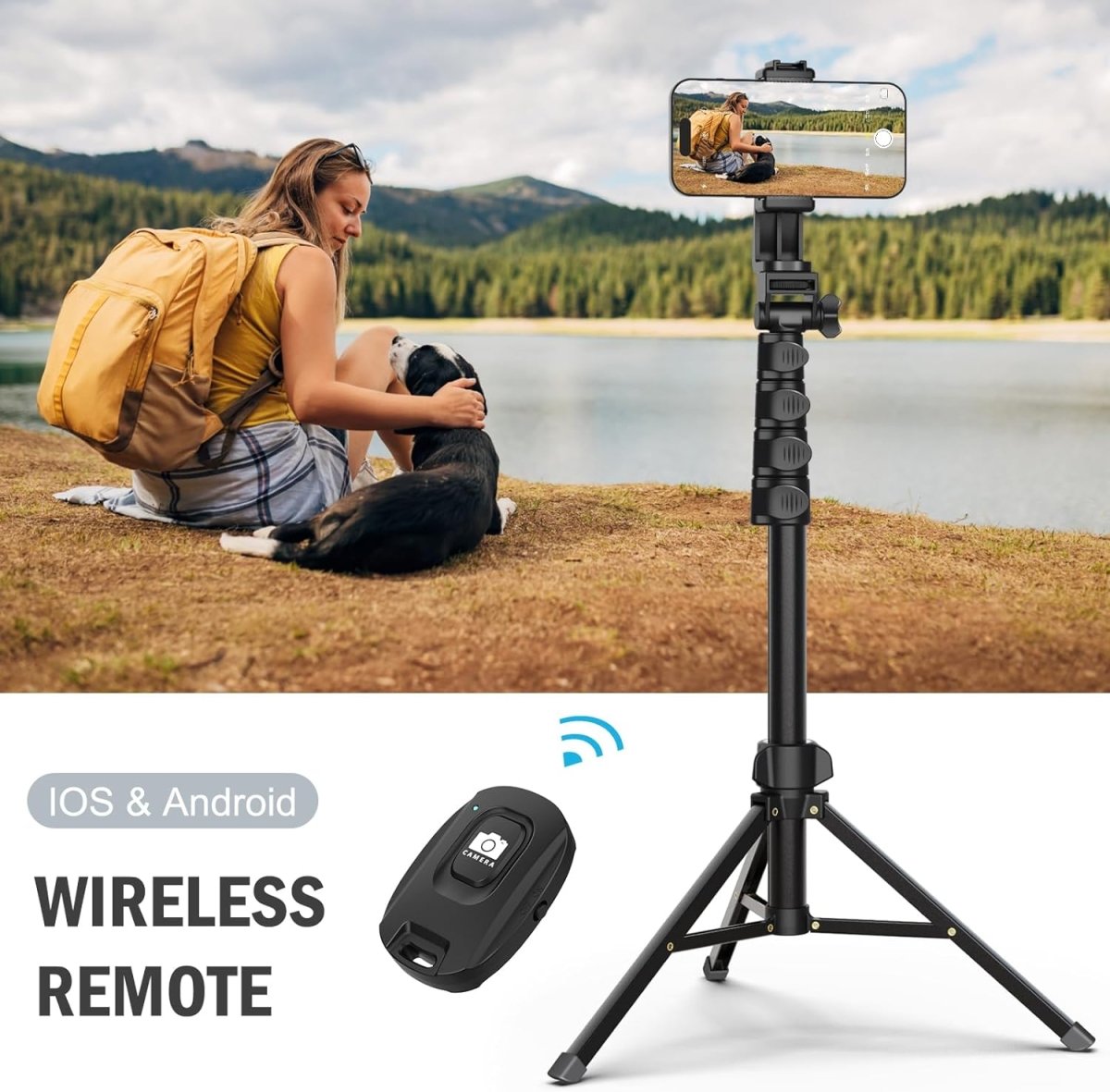 Statyw do telefonu z regulacją wysokości 43-163 cm – Pilot Bluetooth do nagrywania i zdjęć 5