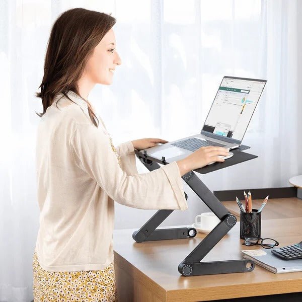 Stojak Na Laptopa Regulowany z Płytką Pod Mysz – Składany, Wysokość 4–49 cm, Otwory Wentylacyjne 0