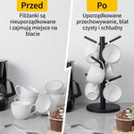 Stojak na Kubki, Drewniany z 6 Haczykami – Kompaktowy Uchwyt do Przechowywania Filiżanek 4