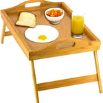 Stolik do łóżka z bambusa 45x30 cm – Składane nogi, idealny do pracy i posiłków 0