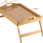 Stolik do łóżka z bambusa 45x30 cm – Składane nogi, idealny do pracy i posiłków 4